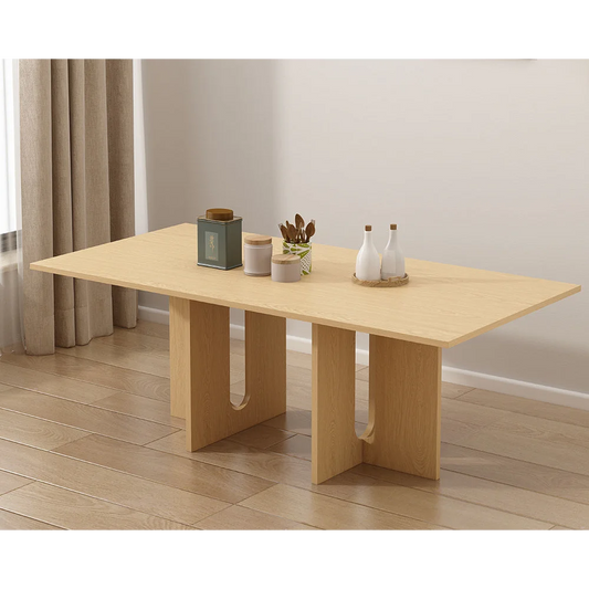 Oak Melamine Dining Table 6 Seater - Furniture > Dining >