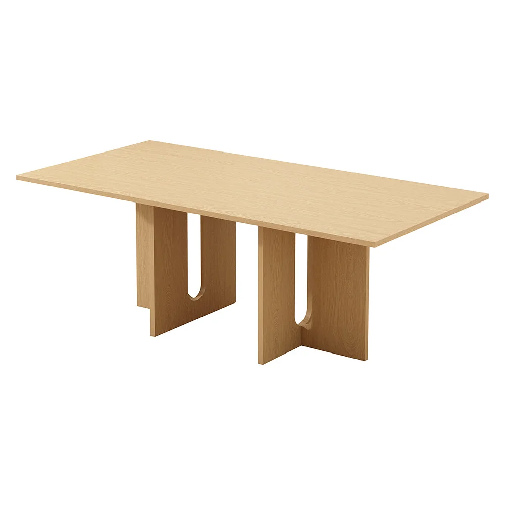 Oak Melamine Dining Table 6 Seater - Furniture > Dining >