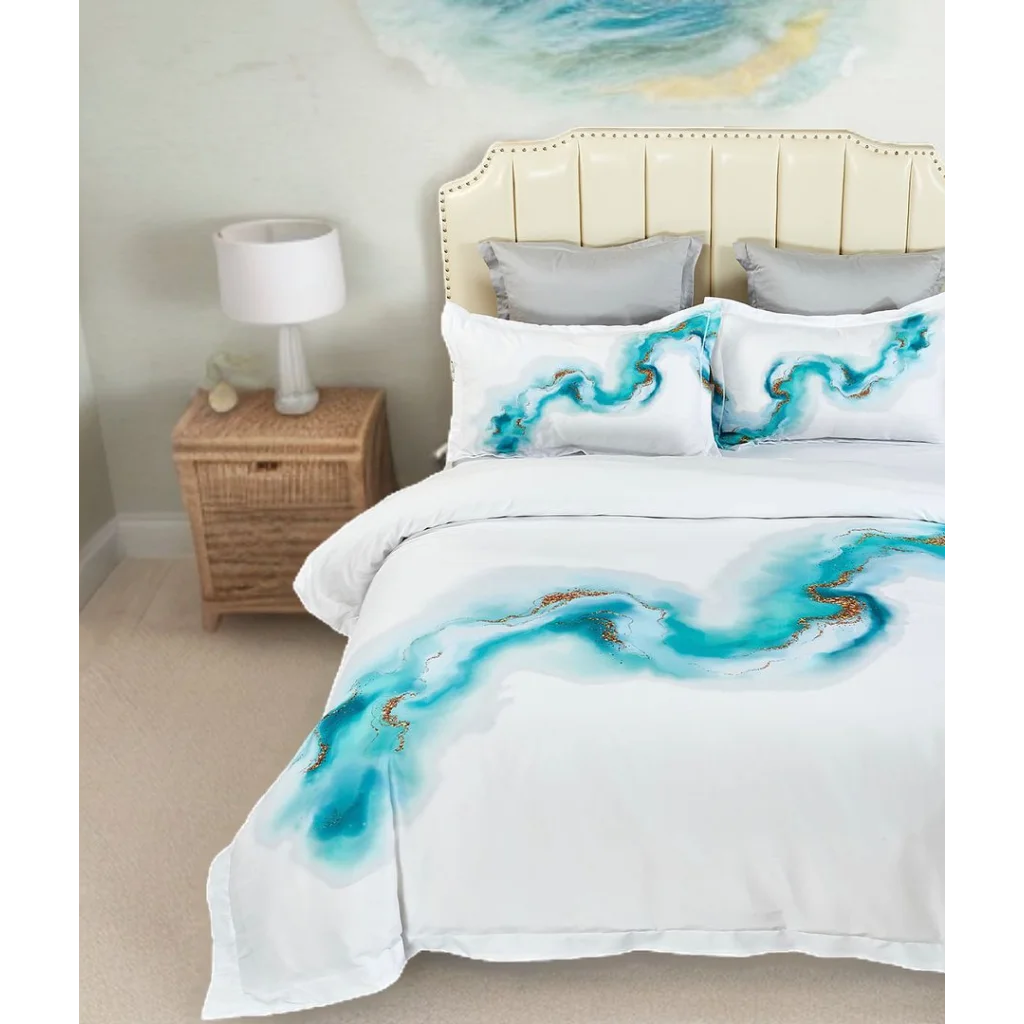 Ocean Marble Quilt Cover Set - King Size - Home & Garden