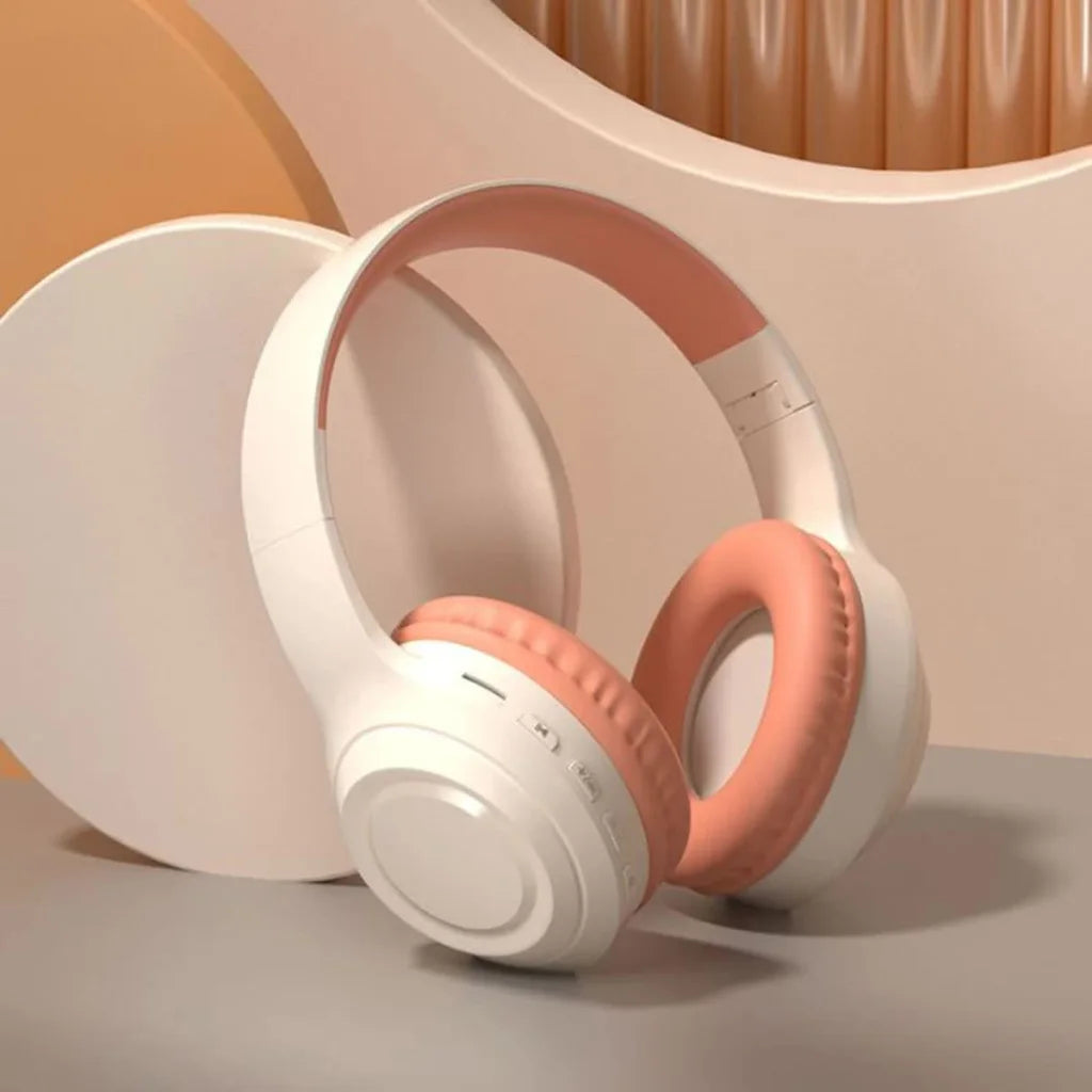 Off White and Orange Wireless Headphones - 400mAh 16H