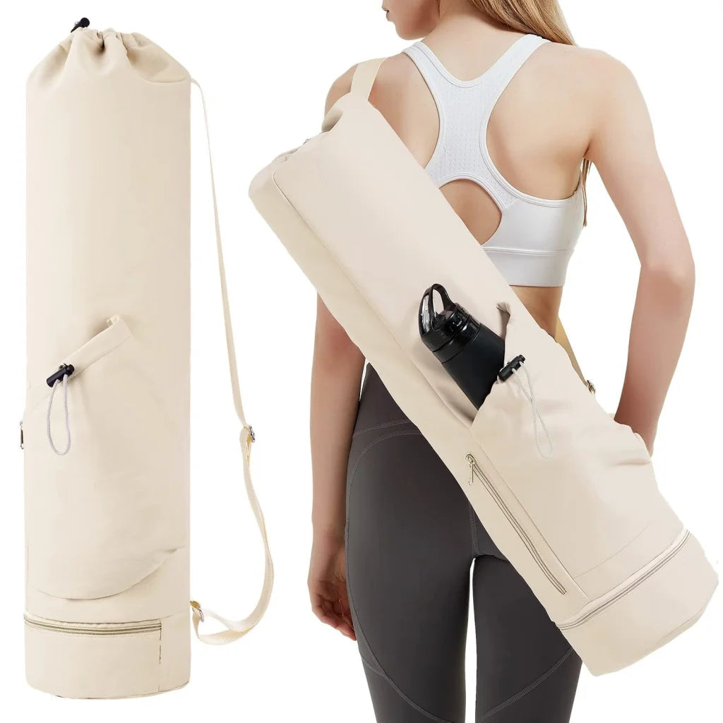 Off White Durable Yoga Mat Carry Bag - Multi-Functional