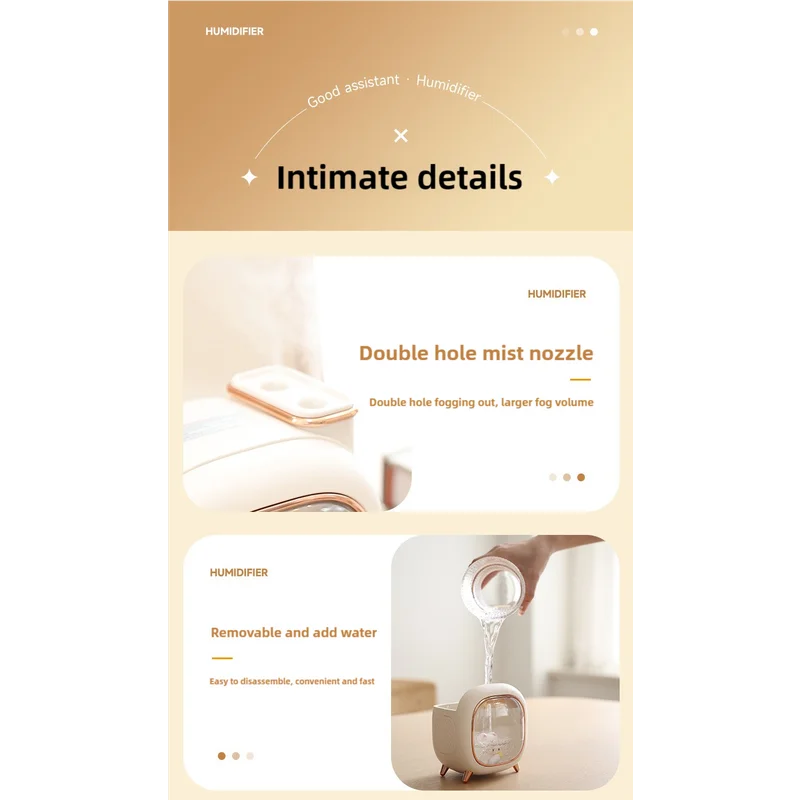 Off White USB Desktop Dual Mist Cute Humidifier