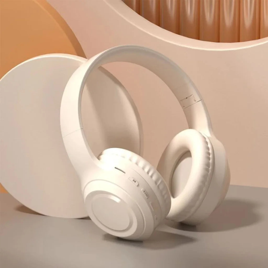 Off White Wireless Headphones - 400mAh 16H Playtime SD Card