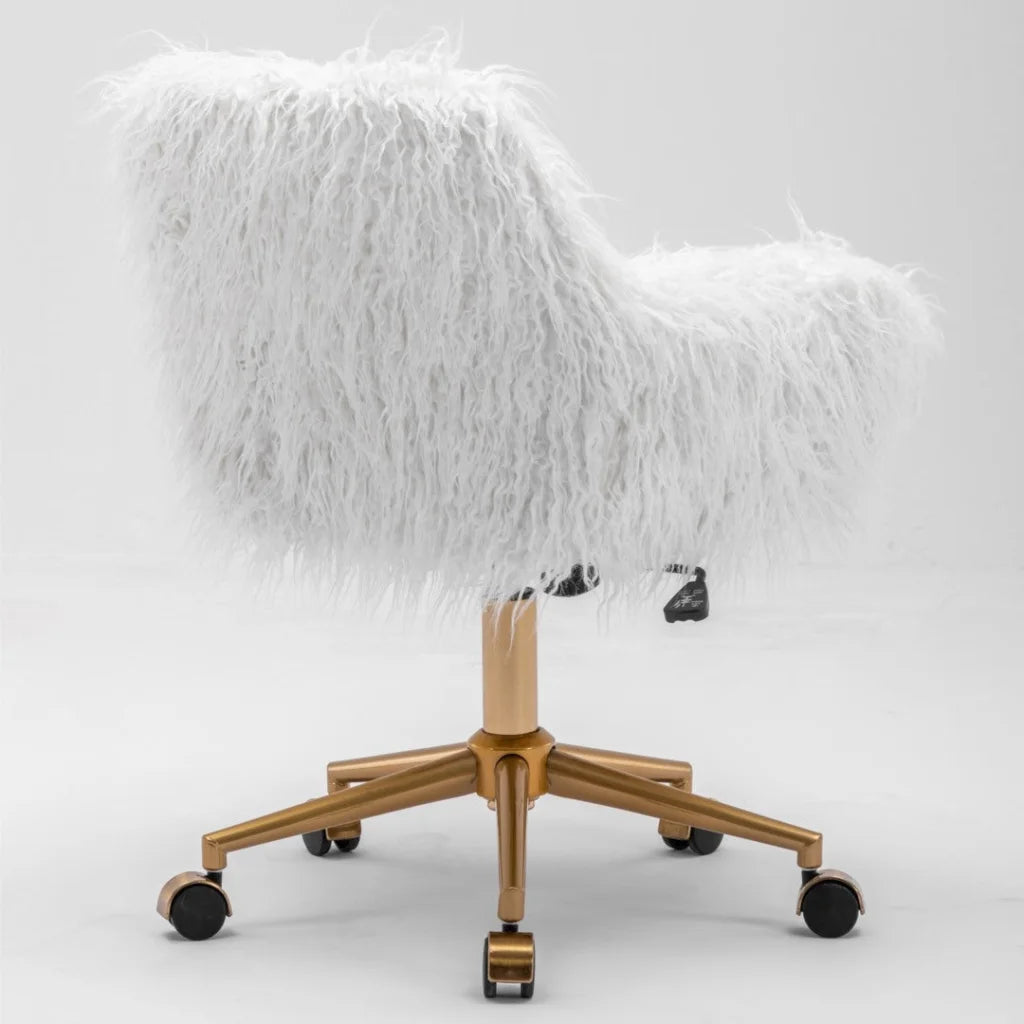 Office Chair Faux Fur Modern Swivel Desk Chair for Women &