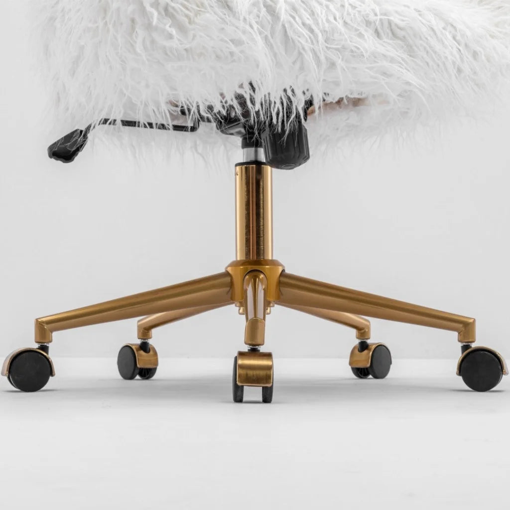 Office Chair Faux Fur Modern Swivel Desk Chair for Women &