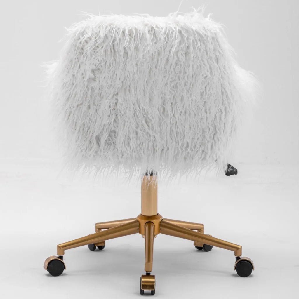Office Chair Faux Fur Modern Swivel Desk Chair for Women &