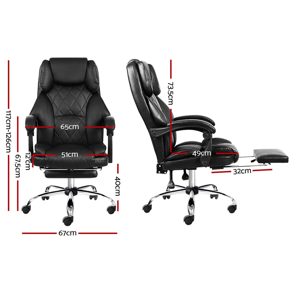 Leather office chair with mesh backrest and caster base