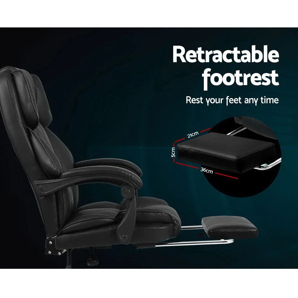 Leather office chair with hanging seat and stand supports