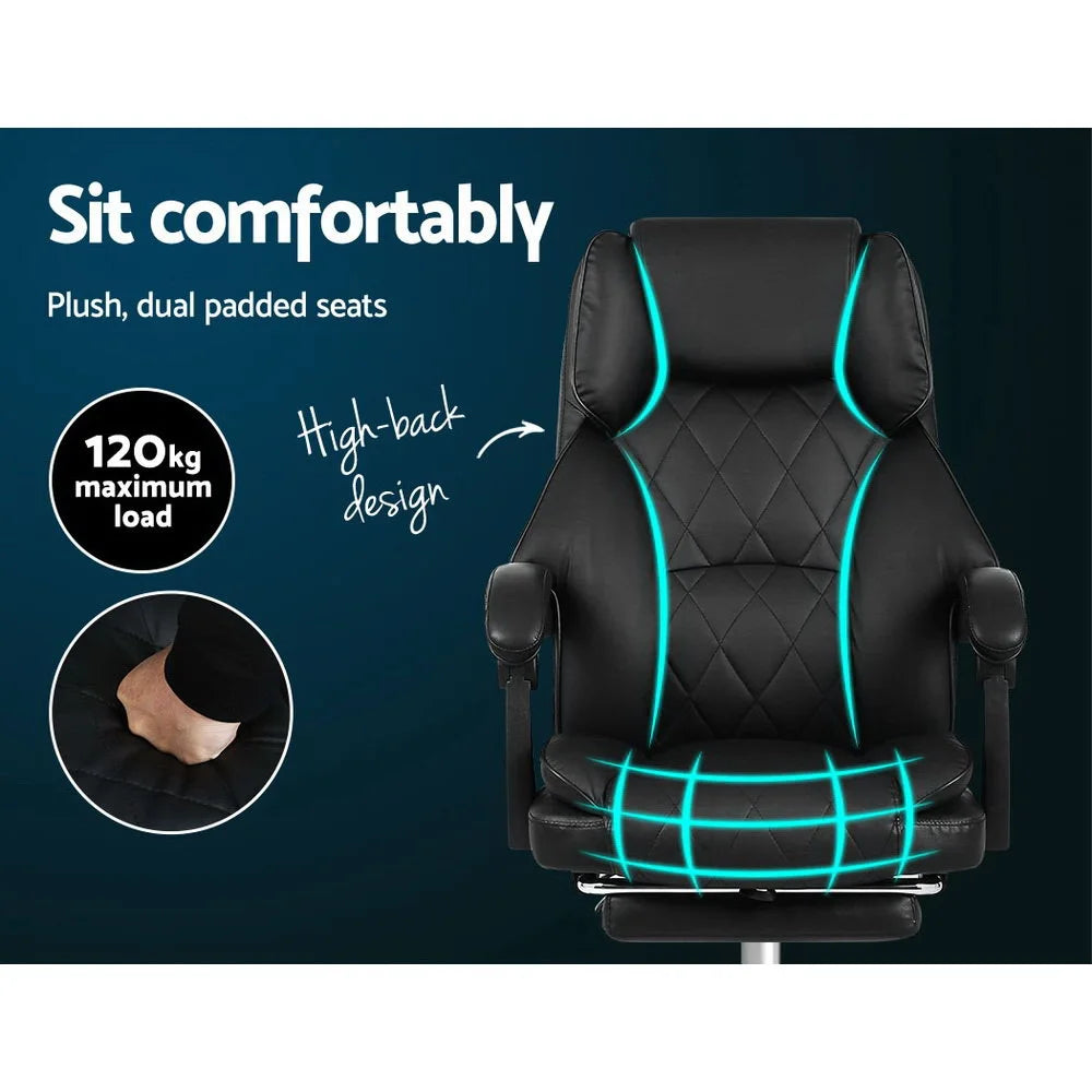 Leather office chair with cushioned seat and backrest