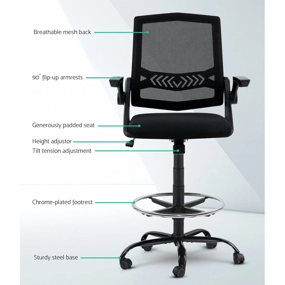 Office Chair Veer Drafting Stool Mesh Chairs Flip Up