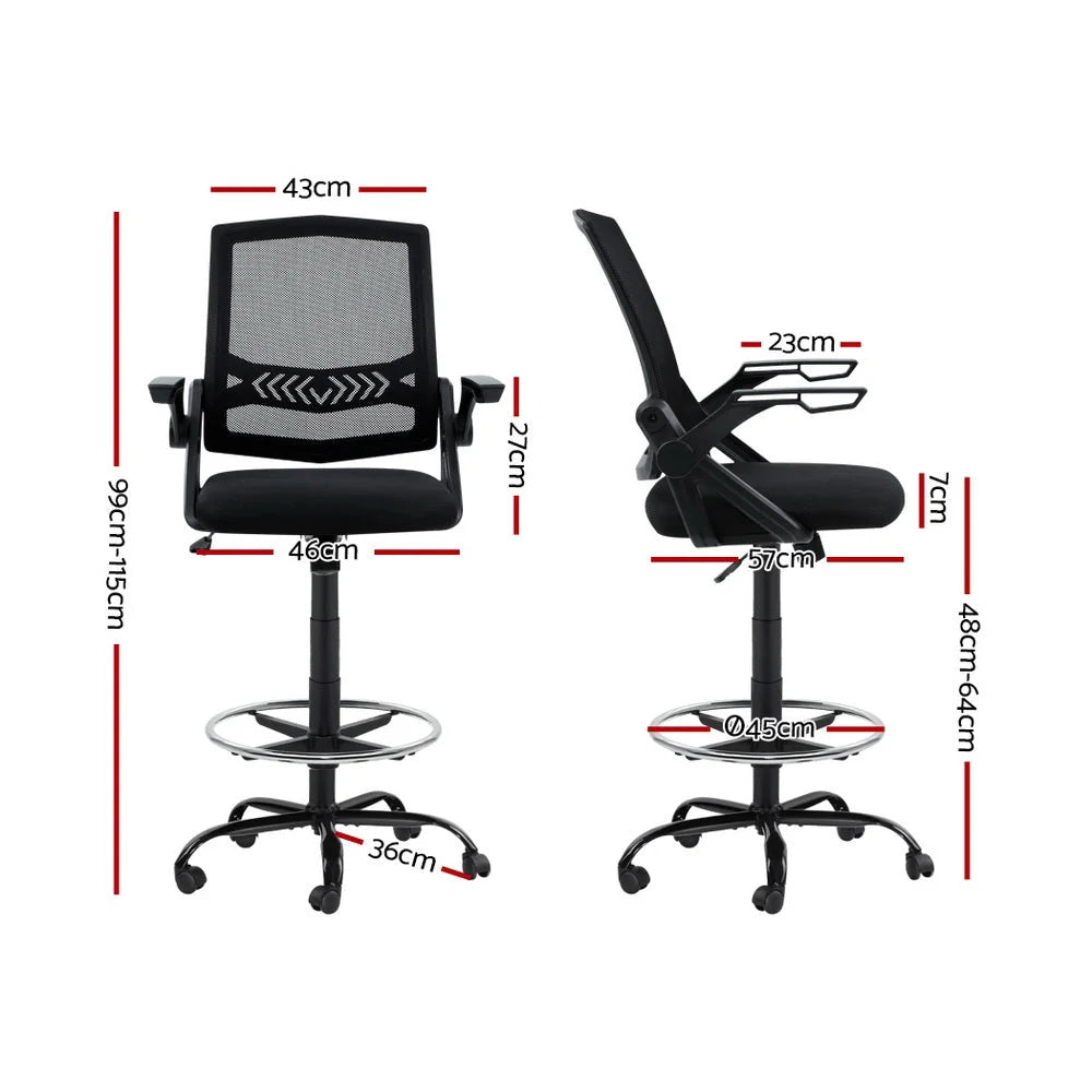 Office Chair Veer Drafting Stool Mesh Chairs Flip Up