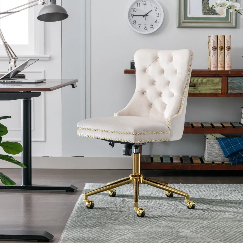 Office Chair Velvet Home - Beige - Furniture