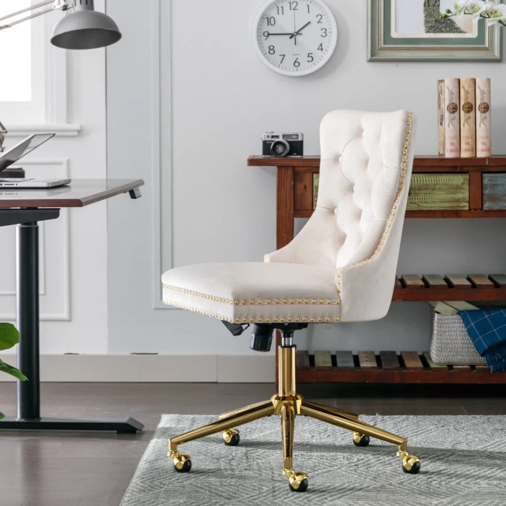 Office Chair Velvet Home - Beige - Furniture