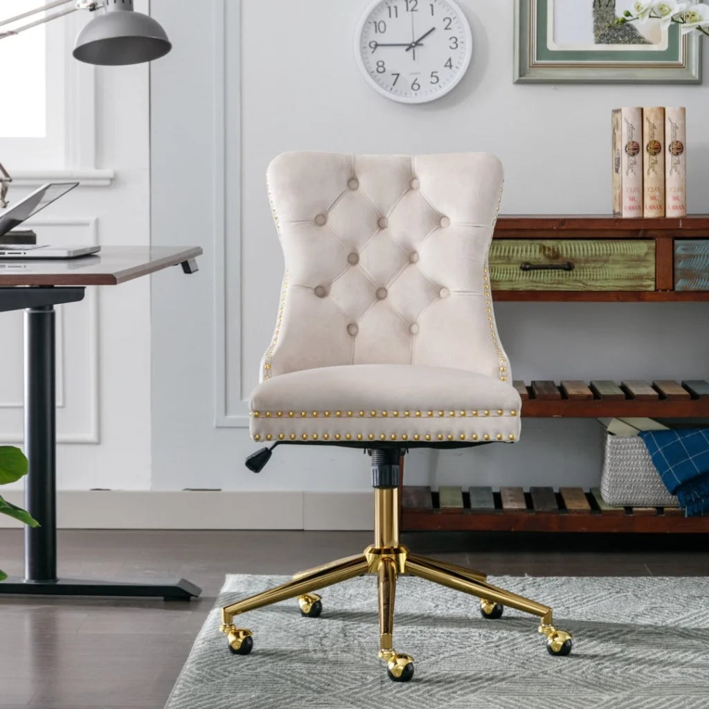 Office Chair Velvet Home - Beige - Furniture