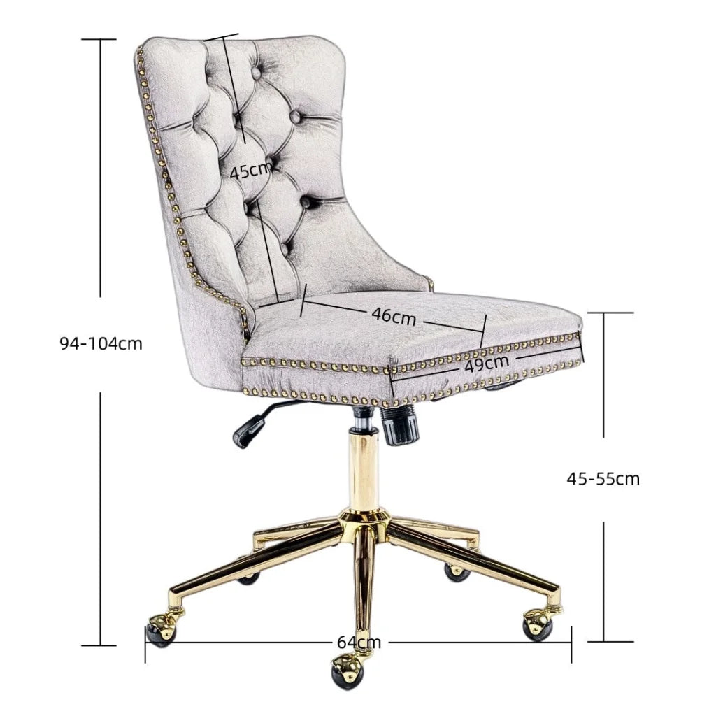 Office Chair Velvet Home - Beige - Furniture