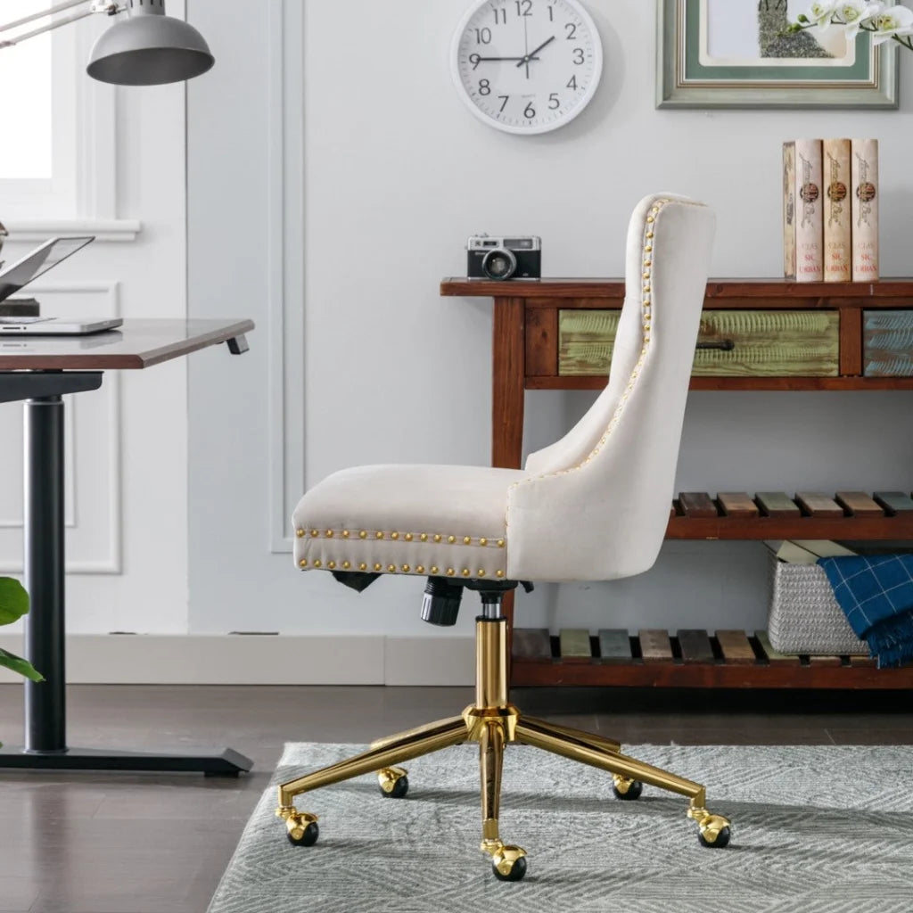 Office Chair Velvet Home - Beige - Furniture