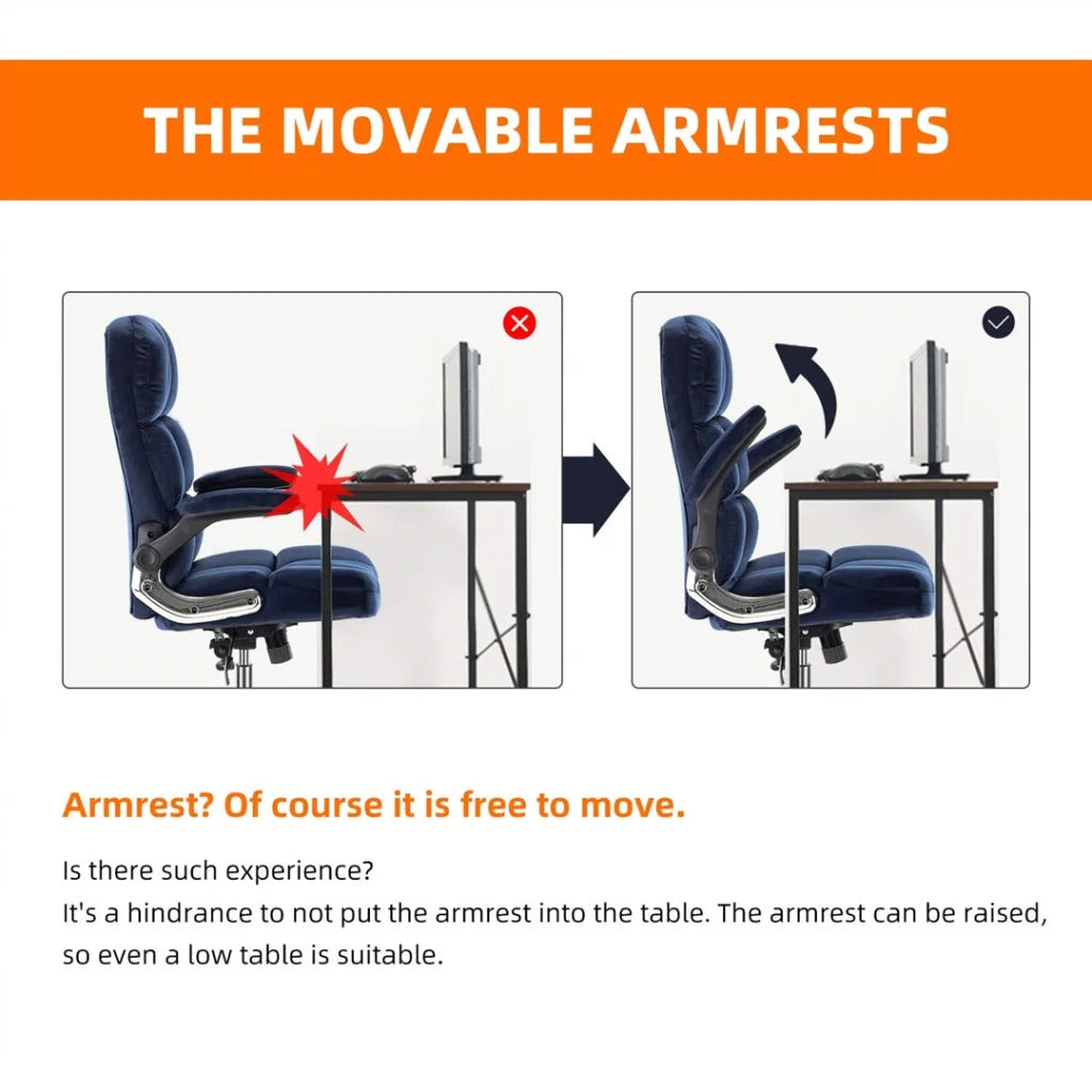 Office Chair Velvet Home Ergonomic Swivel Adjustable Tilt