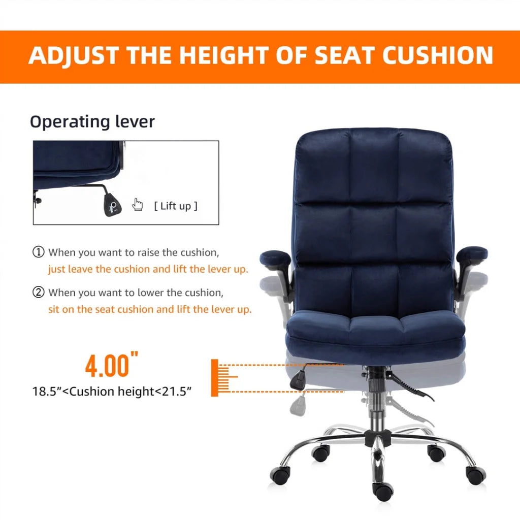 Office Chair Velvet Home Ergonomic Swivel Adjustable Tilt
