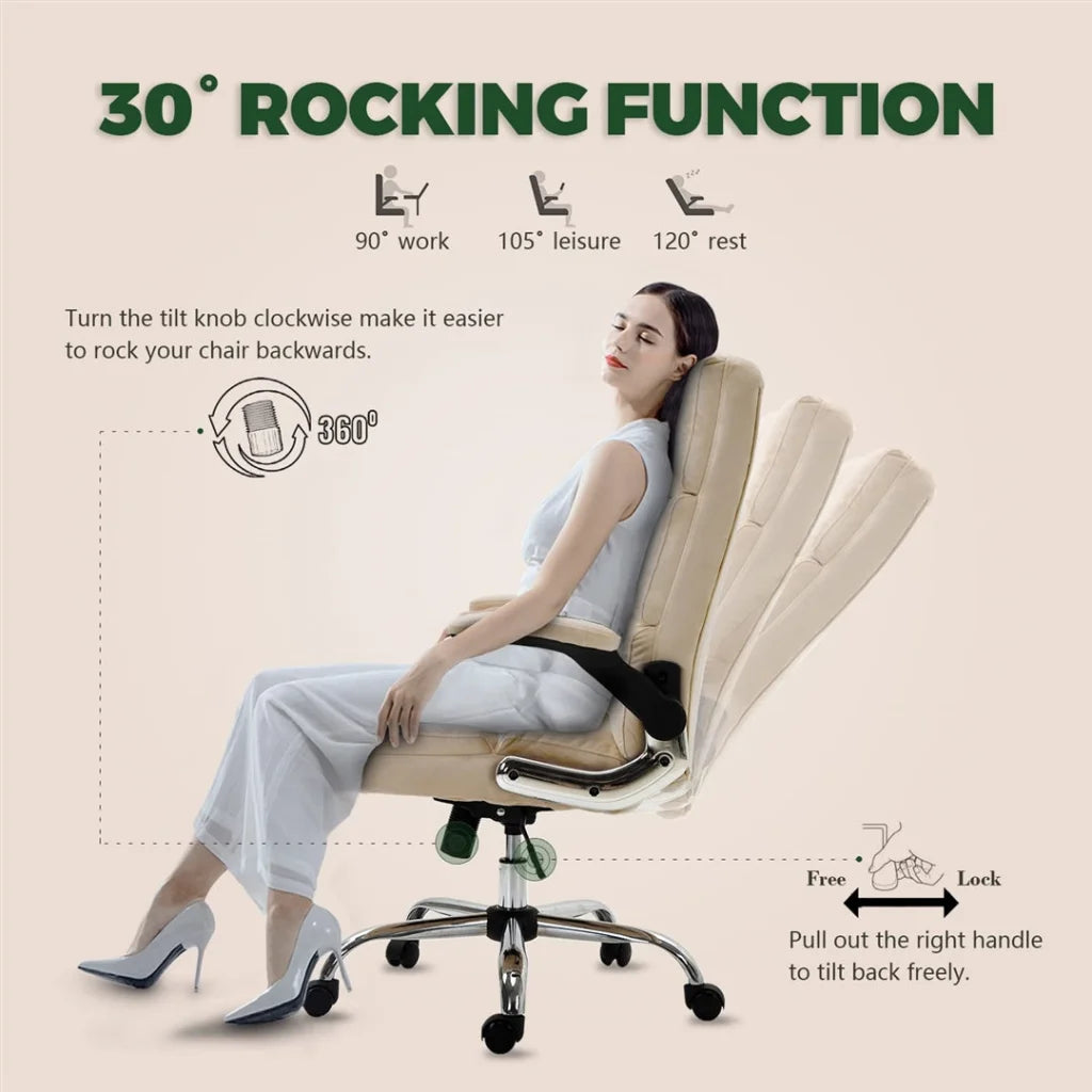 Office Chair Velvet Home Ergonomic Swivel Adjustable Tilt
