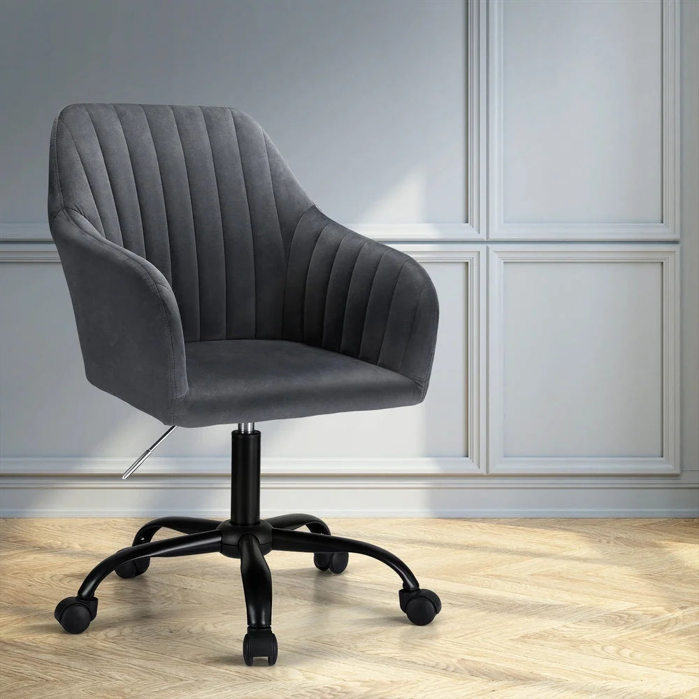 Office Chair Velvet Seat - Dark Grey - Furniture