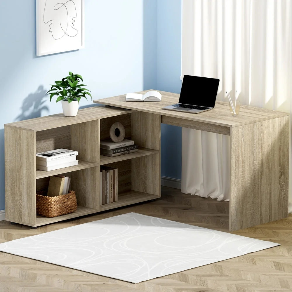 Office Computer Desk Corner Study Table Workstation Bookcase
