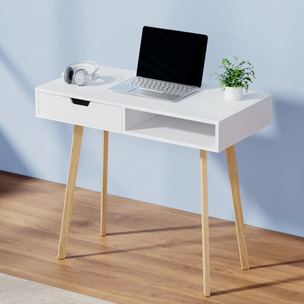 White Office Computer Desk Study Table Storage Drawers Student Laptop
