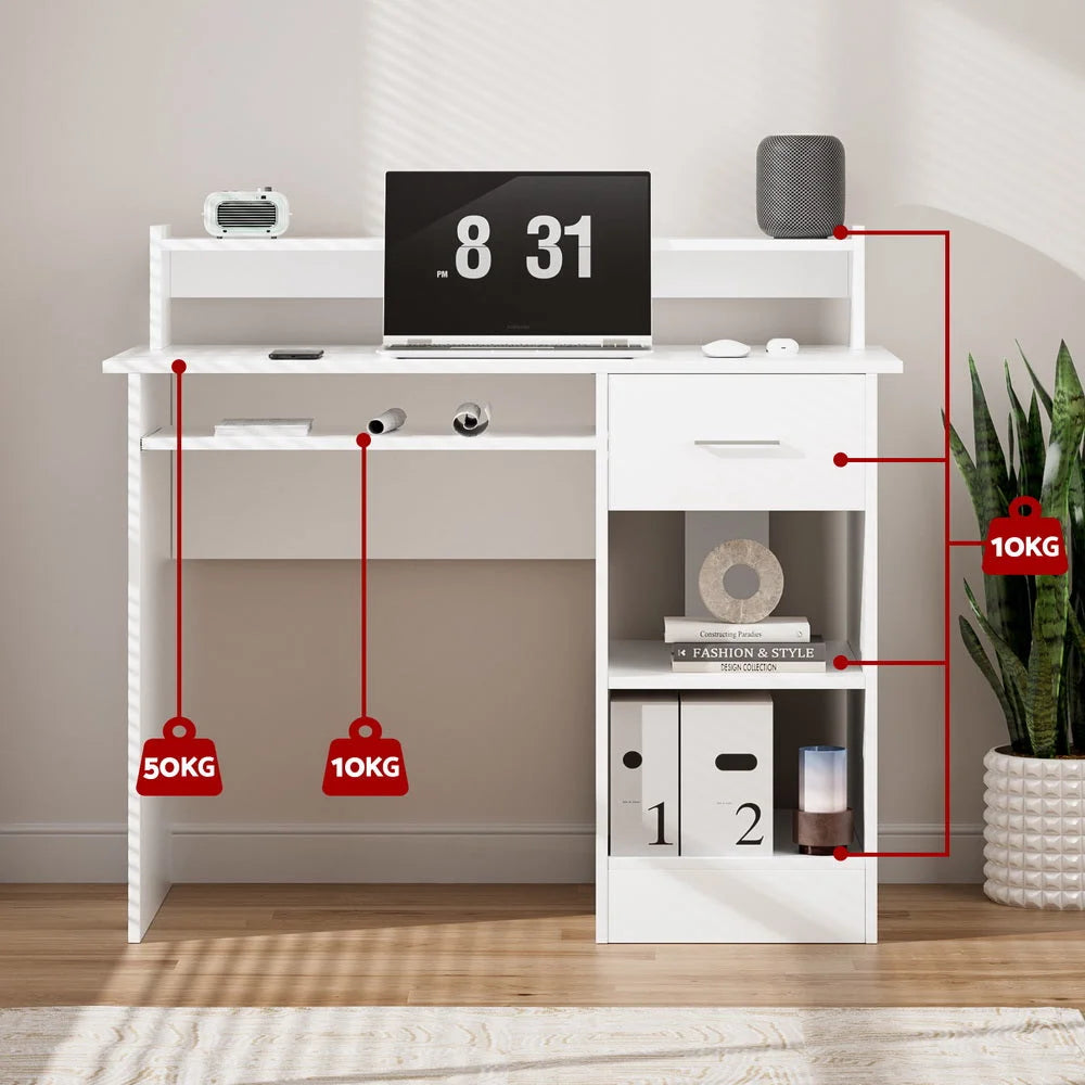 Office Computer Desk with Storage - White - Office