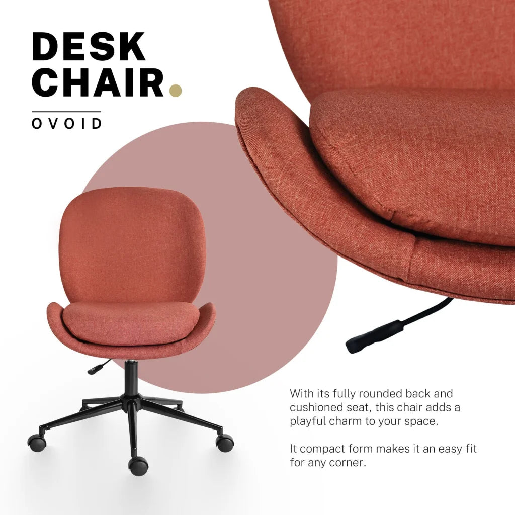 Office Desk Chair - Linen Fabric Armless Swivel Study Seat