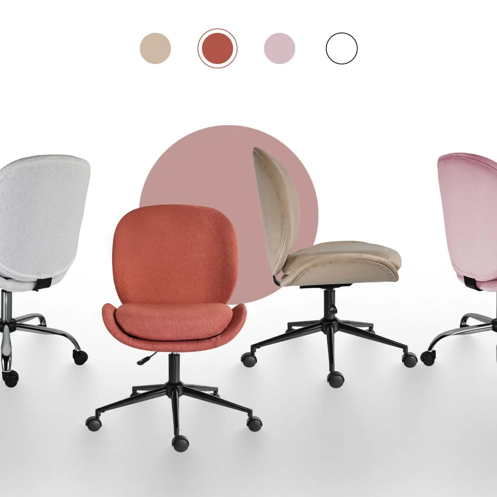 Office Desk Chair - Linen Fabric Armless Swivel Study Seat