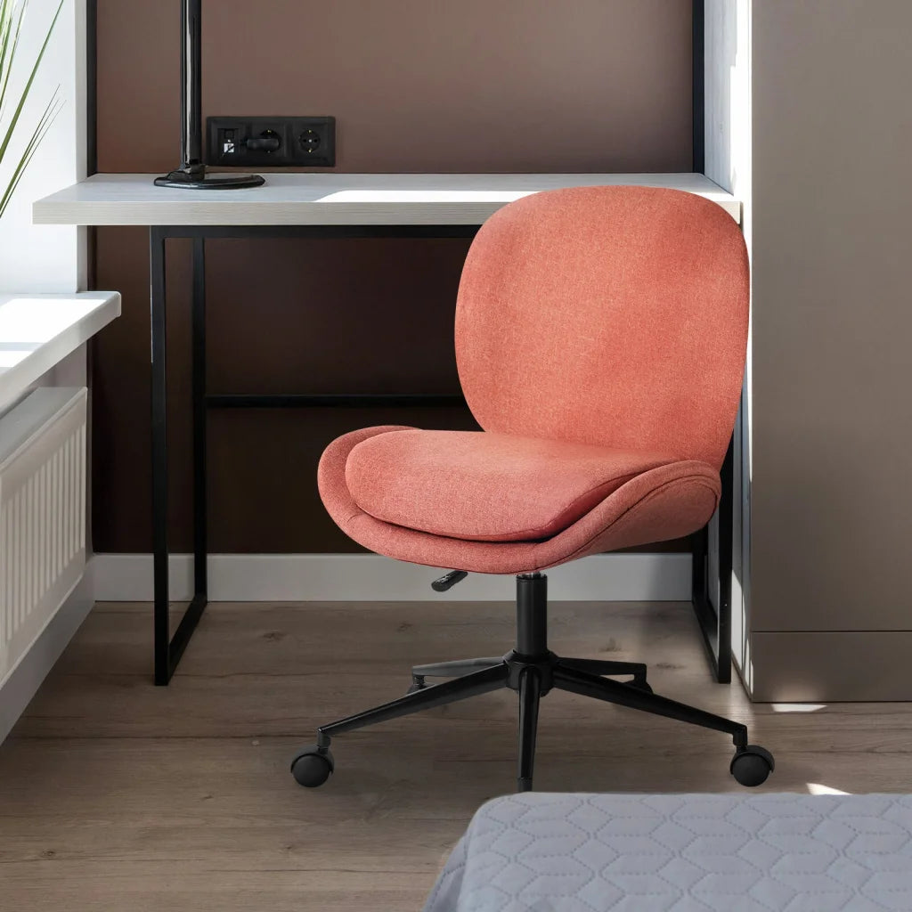 Office Desk Chair - Linen Fabric Armless Swivel Study Seat