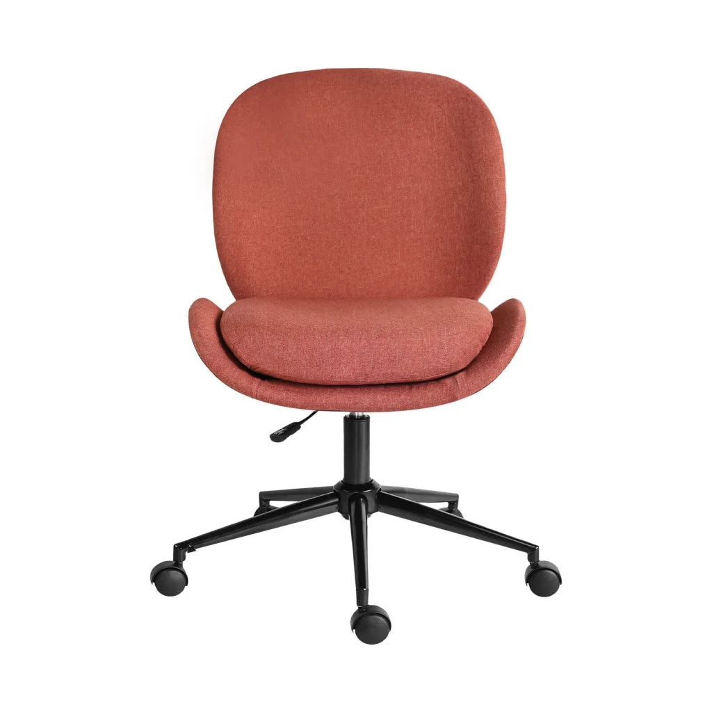 Office Desk Chair - Linen Fabric Armless Swivel Study Seat