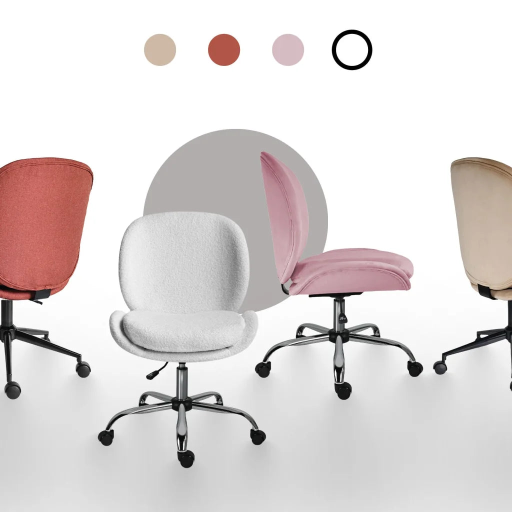 Office Desk Chair - Teddy Boucle Armless Swivel Study Seat