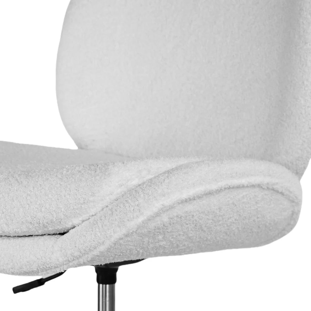 Office Desk Chair - Teddy Boucle Armless Swivel Study Seat