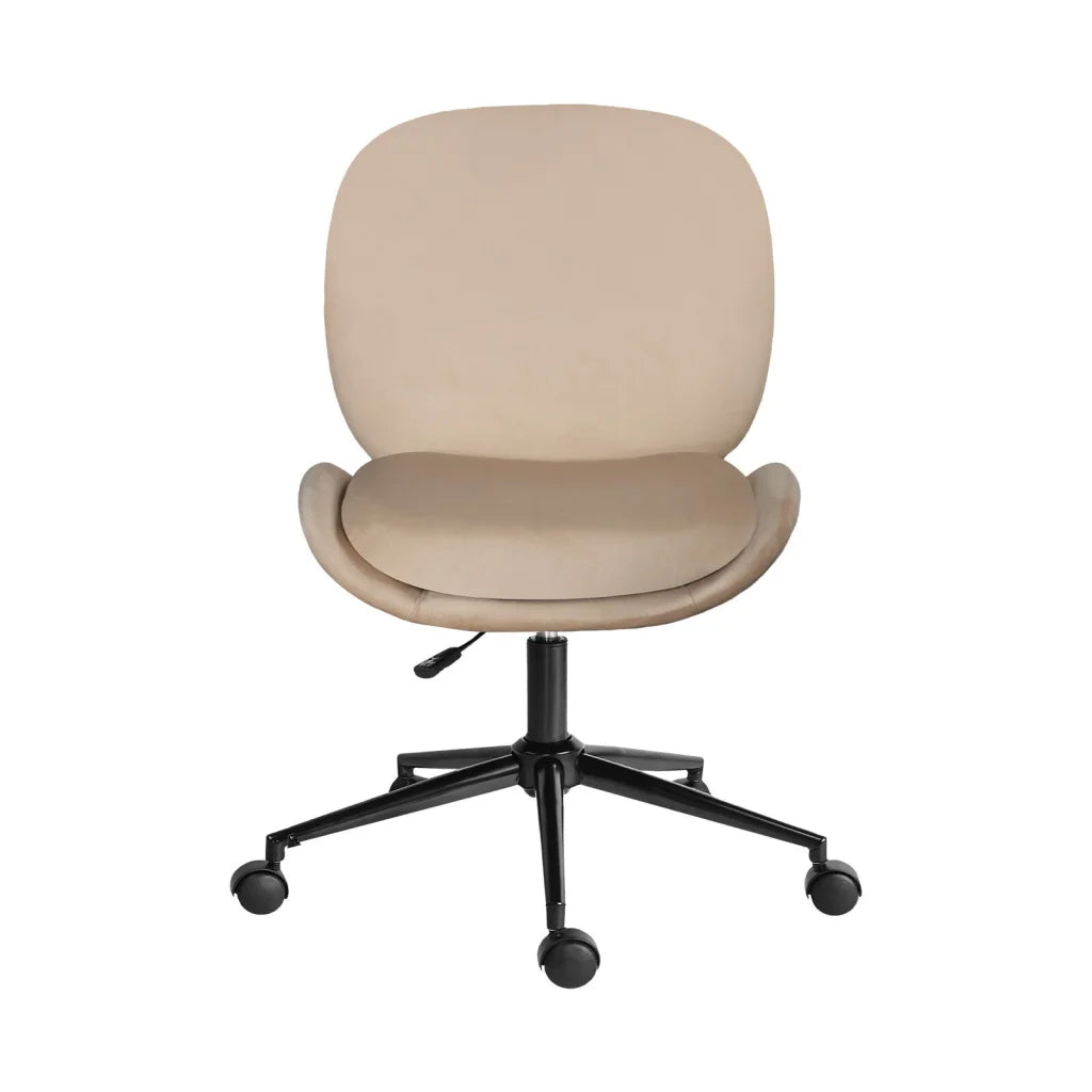 Office Desk Chair - Velvet Armless Swivel Study Seat OVOID