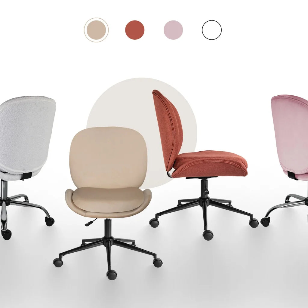 Office Desk Chair - Velvet Armless Swivel Study Seat OVOID