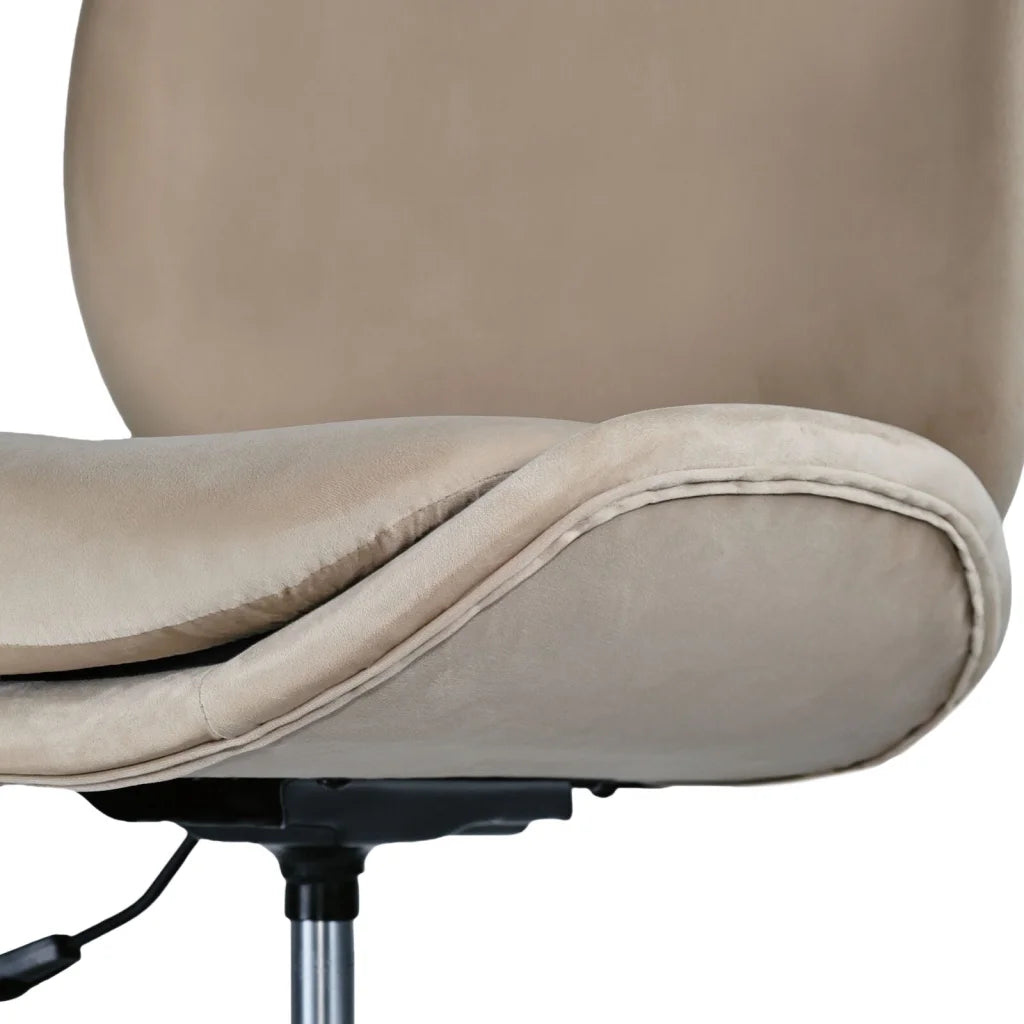 Office Desk Chair - Velvet Armless Swivel Study Seat OVOID