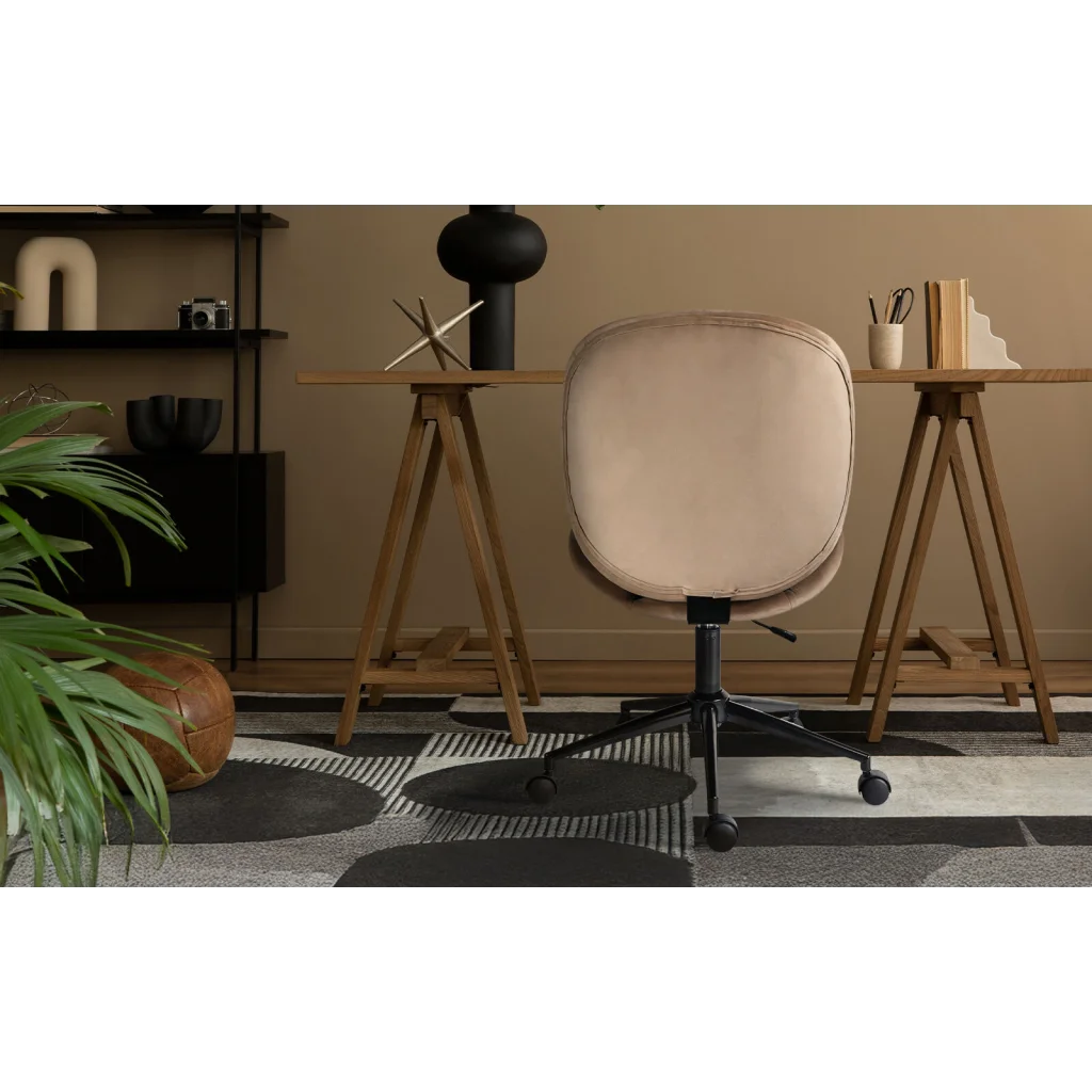 Office Desk Chair - Velvet Armless Swivel Study Seat OVOID