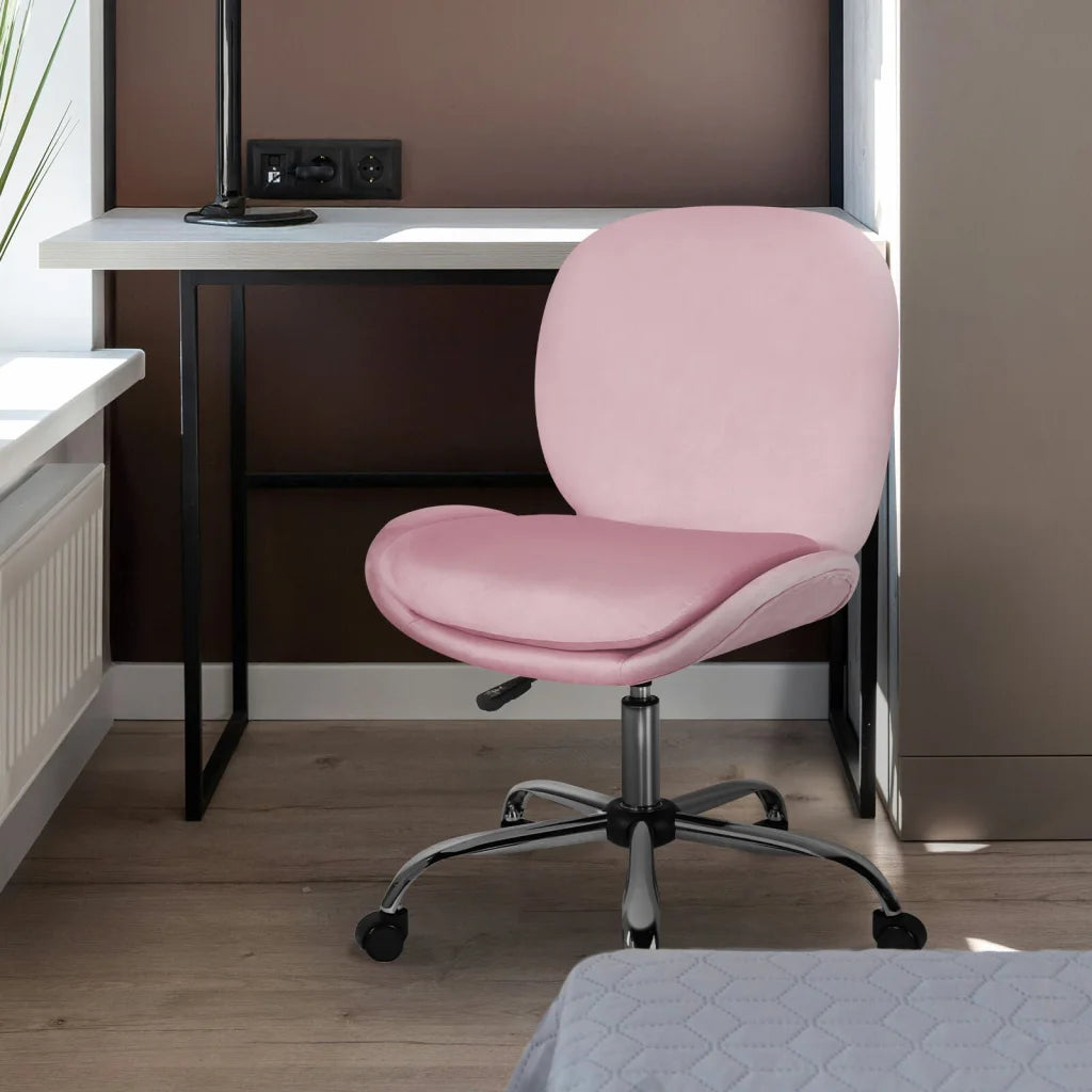 Office Desk Chair - Velvet Armless Swivel Study Seat OVOID