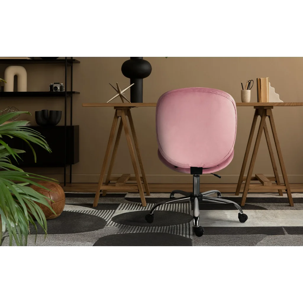 Office Desk Chair - Velvet Armless Swivel Study Seat OVOID