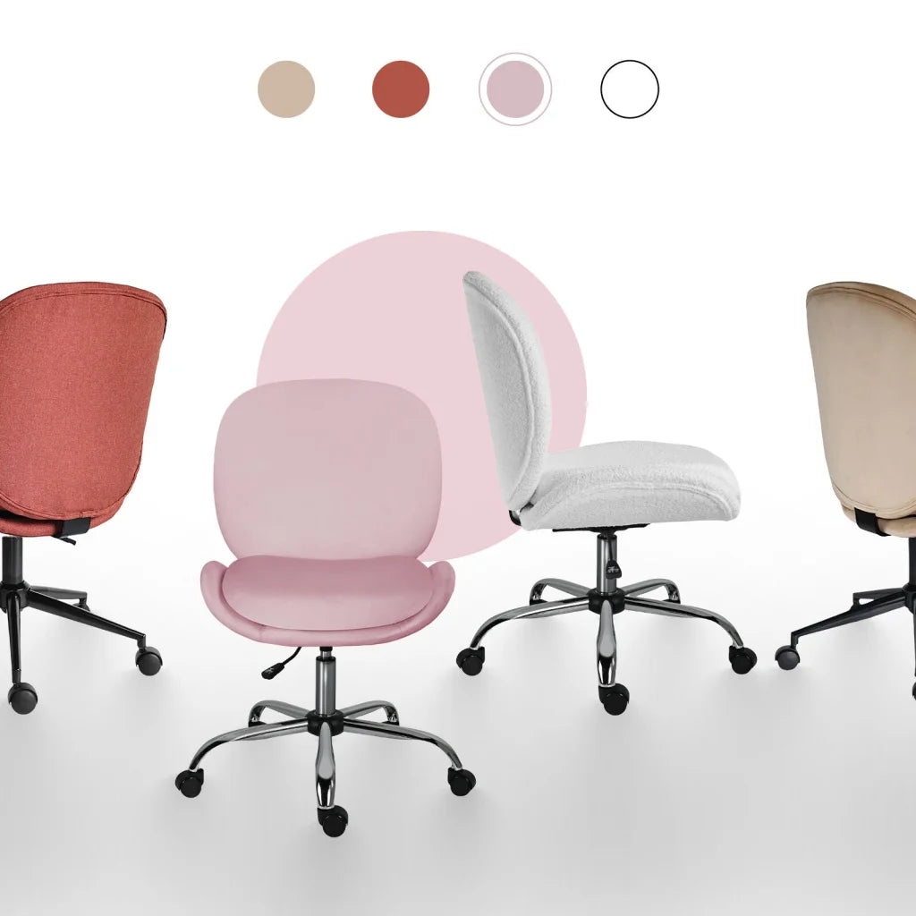 Office Desk Chair - Velvet Armless Swivel Study Seat OVOID
