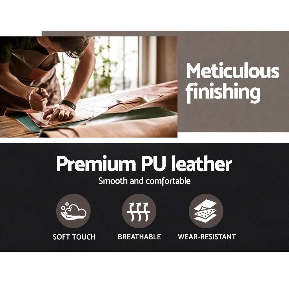 Office Desk Chair Wooden & PU Leather Black - Office