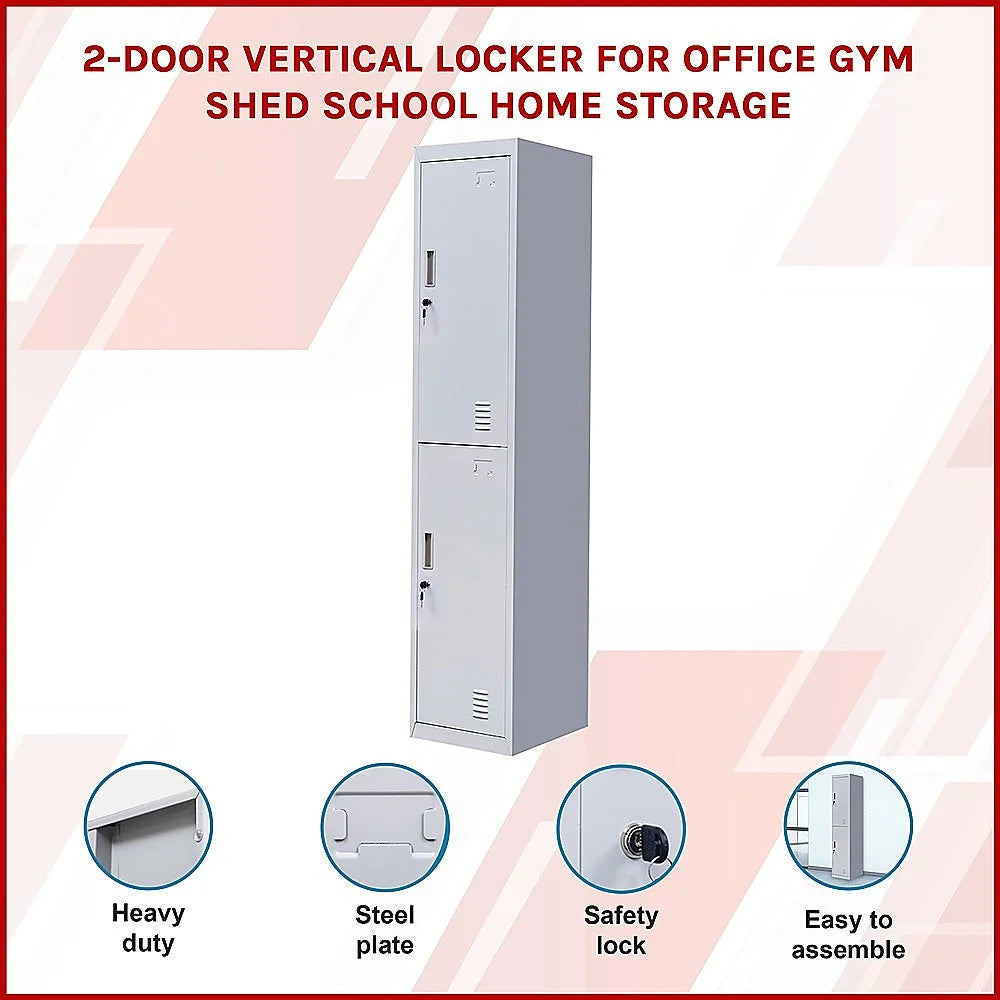 Office Gym Shed School Storage Locker 2-Door Vertical
