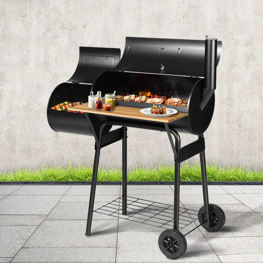 Offset BBQ Smoker 2 in 1 Black cars