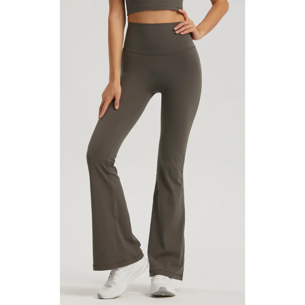 Oil Blue High-Waisted Lycra Yoga Bell-Bottom Pants