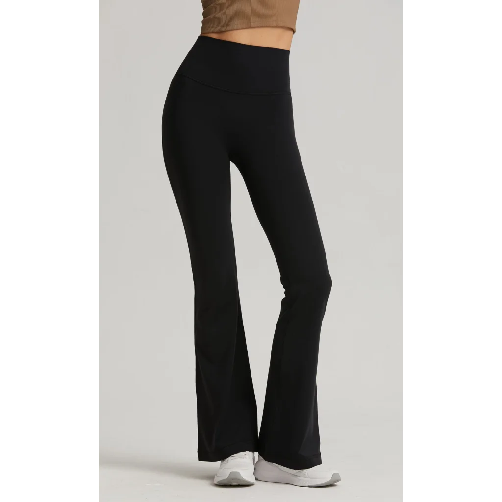 Oil Blue High-Waisted Lycra Yoga Bell-Bottom Pants