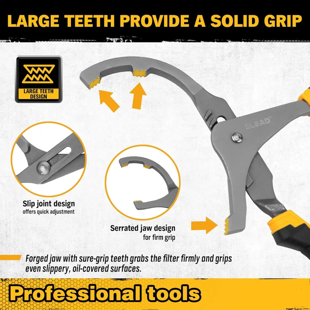 Oil Filter Wrench Set Adjustable - 9’’ & 12’’ Pliers