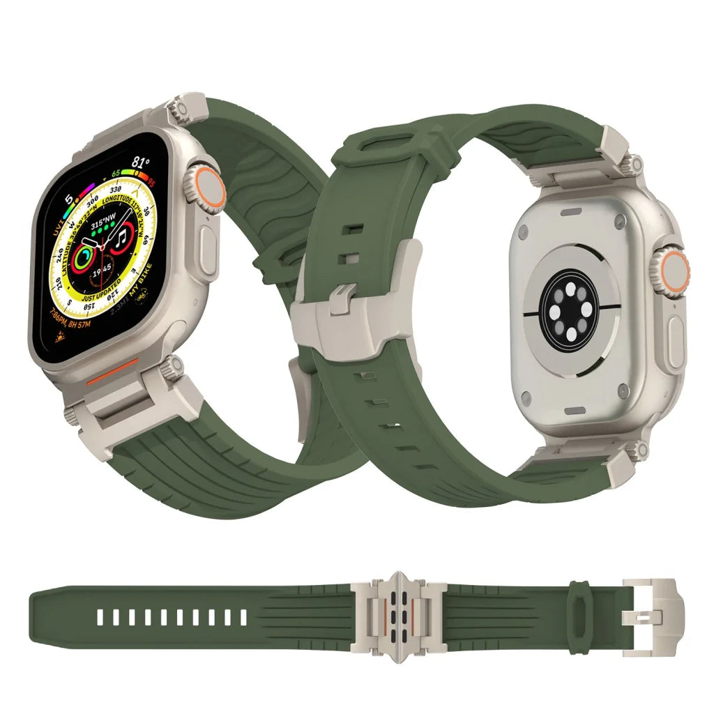 Olive Green Rugged Tactical Silicone Strap for Apple Watch