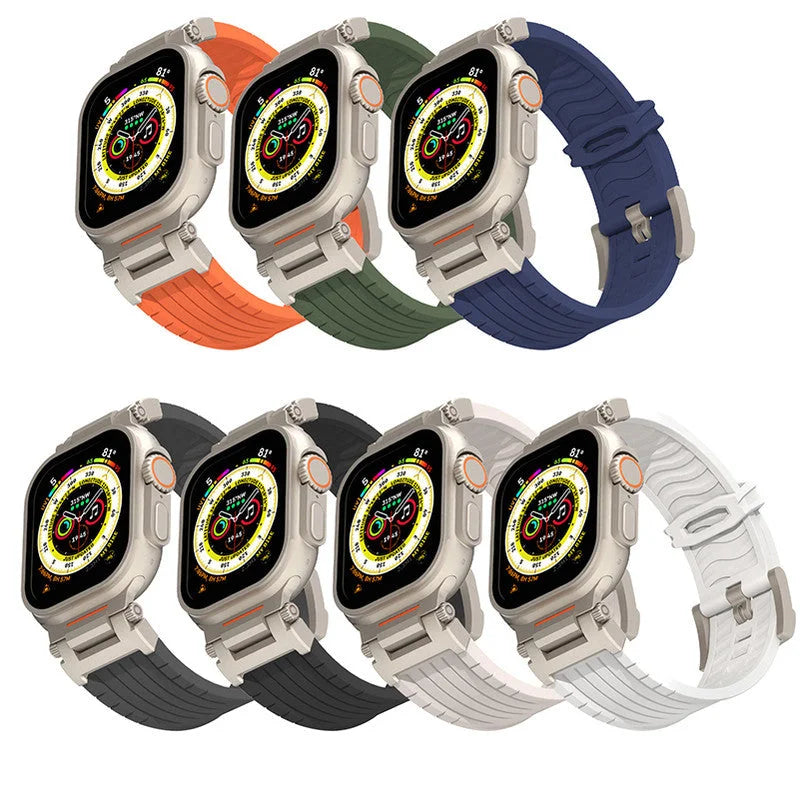 Olive Green Rugged Tactical Silicone Strap for Apple Watch