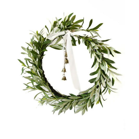 OLIVE WREATH WITH BOW & BELL 61CM - Occasions > Christmas >