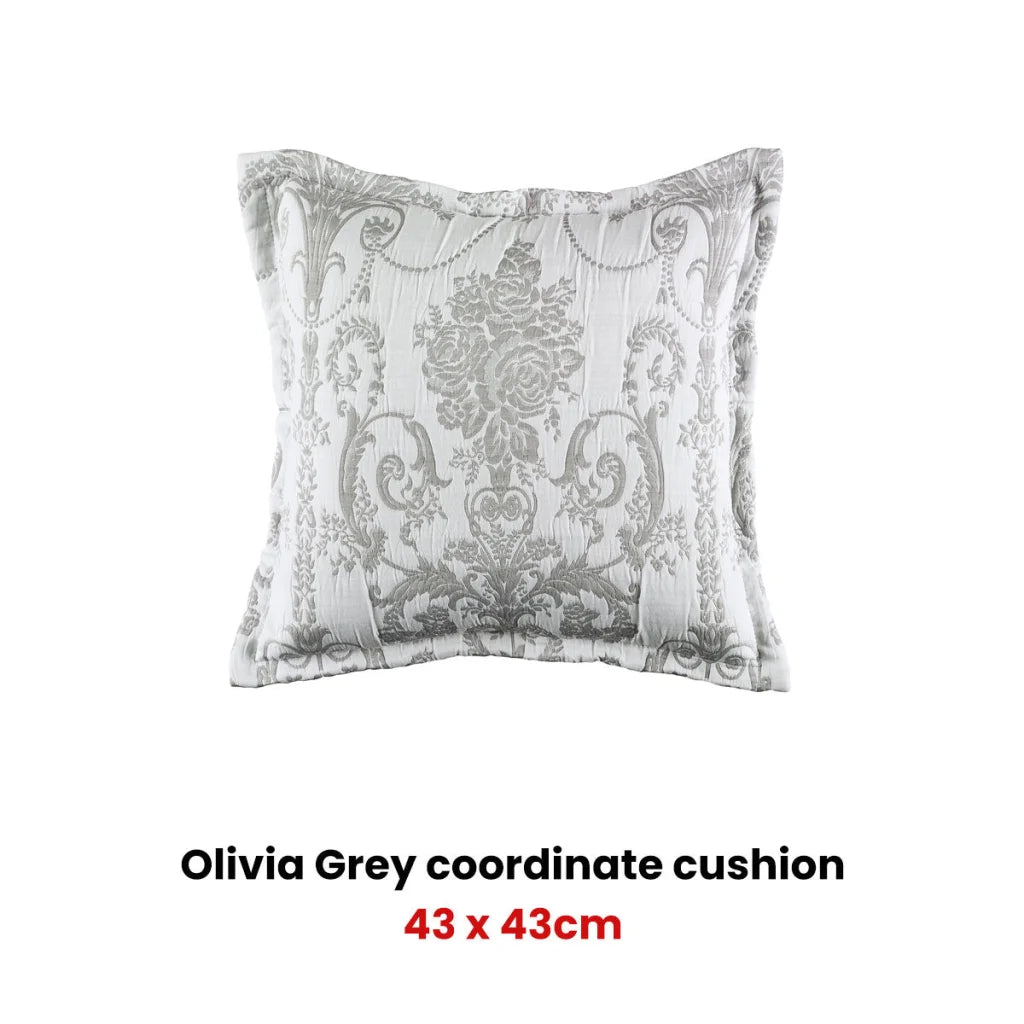 Olivia Grey Square Filled Cushion - Home & Garden